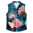 thumbnail image 7 of longantii Shirts for Men Hawaiian Style Relaxed Fit Button Down Tshirts Comfort Sleeveless Blouses with Pockets 2026 Summer New Tropical Printed Beach Floral Shirts Pink XXL, 7 of 7
