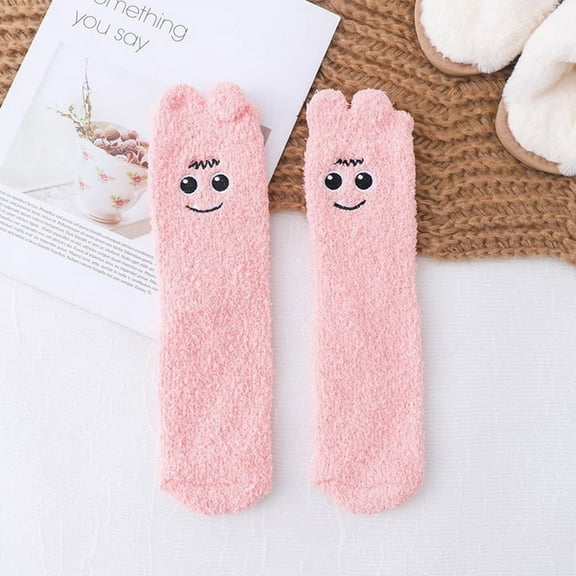 Dyfzdhu Women Big Eyed Coral Socks Female Sleeping Home Floor Socks