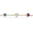 thumbnail image 2 of Gem Stone King 18K Yellow Gold Plated Silver Bracelet Persian Blue and White Moissanite (1.57 Cttw), 2 of 4