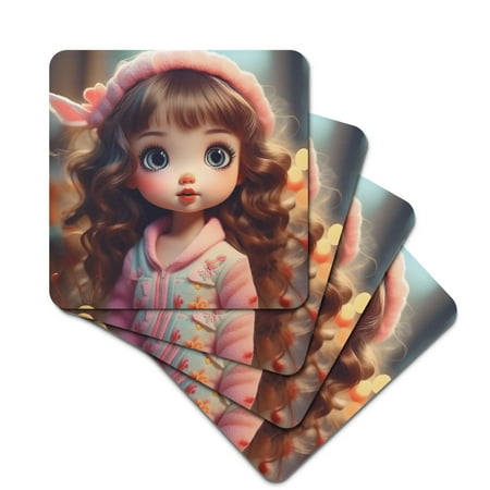 

Rubber Square Coasters Not Easily Deformed Soft and Have Thermal Insulation Properties with Exquisite Girl Style Patterns