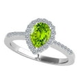 thumbnail image 3 of Mauli Jewels Rings for Women 1.40 Carat Diamond and Pear Shaped Peridot Ring 4-prong 10K White Gold, 3 of 6