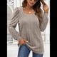 thumbnail image 5 of Camisas Tipo Túnica para Mujer, Camisas Holgadas de Larga, Camisas de Cuello Cuadrado Caqui L, 5 of 8