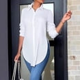 thumbnail image 2 of Spring Tops For Women Slit Side V Neck Long Sleeve Button Down Fashion Blouse, 2 of 6
