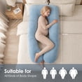 thumbnail image 2 of QUEEN ROSE Pregnancy Pillows, U Shaped Full Body Pillow for Sleeping Support, 55 Inch Maternity Pillow for Pregnant Women with Removable Velvet Cover, Blue, 2 of 9