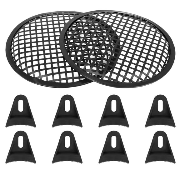 2 pcs 8 Inch Black Car Audio Speaker Cover Metal Mesh Subwoofer Grill Horn Guard with 8 Clips