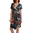 thumbnail image 1 of WILLBEST Vestidos Casuales Para Mujer Falda Casual Para Mujer Nuevo Vestido Largo Con Bolsillos Estampados De Manga Corta Y Cuello En V Para Mujer De Comercio Exterior, 1 of 3