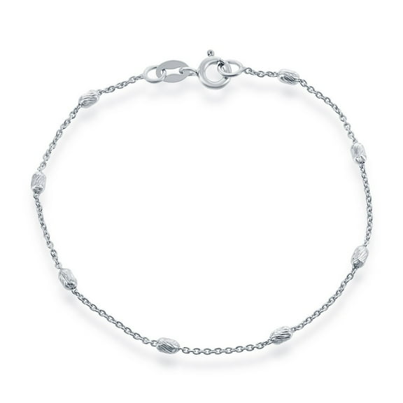 TheJewelryHut Designer Sterling Silver Diamond Cut Oval Beads Bracelet