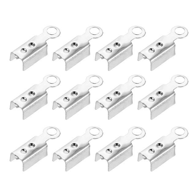 200 Pcs Fold Over Cord Ends, 10.2x2.5mm Ribbon Crimp Ends Cap, Clasp Tips for Leather Craft Making Diy (White K)