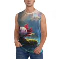 thumbnail image 1 of Balery Pond Cute Axolotl Camisetas sin mangas para hombre, absorbe la humedad y protege contra el mal olor.-Small, 1 of 7