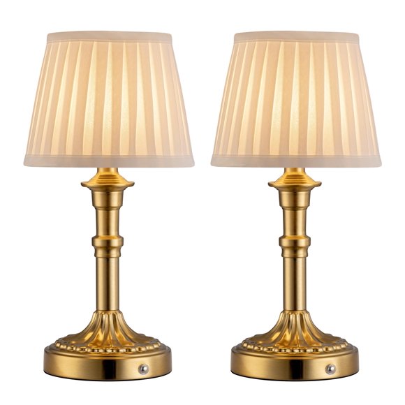 Set de 2 lámparas de mesa inalámbricas KDG, LED, 33 cm, 2,3 kg, bronce