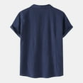 thumbnail image 4 of Caqnni Men's Short Sleeve Cotton Linen Shirt Casual Summer Beach Button Down Shirts Button Up Pleats Shirts(Navy,L), 4 of 8