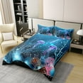 thumbnail image 3 of YST 100% Cotton Jellyfish Duvet Cover King Size Ocean Nautical Comforter Cover Hawaii Beach Bedding Set Sea Animal Coral Underwater World Oasis Bedspread Cover Blue With 2 Pillowcases, 3 of 6