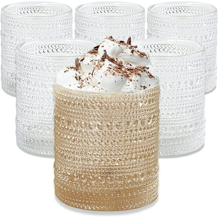 Kate Aspen Clear Hobnail Beaded Drinking Glasses Set of 6 -10 oz Vintage Glassware Set Cocktail Glass Set, Juice Glass, Water Cups | Makes A Great Hostess Gift or Gift for New Home Owners