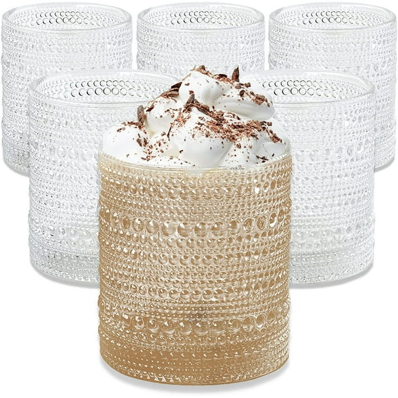 Kate Aspen Clear Hobnail Beaded Drinking Glasses Set of 6 -10 oz Vintage Glassware Set Cocktail Glass Set, Juice Glass, Water Cups | Makes A Great Hostess Gift or Gift for New Home Owners