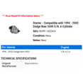 thumbnail image 2 of Starter - Compatible with 1994 - 2002 Dodge Ram 3500 5.9L 6-Cylinder 1995 1996 1997 1998 1999 2000 2001, 2 of 2