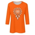 thumbnail image 4 of Dadaria Hauts pour Femmes Chemise Orange Manches 3/4 T-Shirt Col Rond Grande Taille Tee Été Chandail Blouses L, 4 of 5