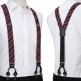 thumbnail image 5 of HISDERN Suspender and Bow Tie Sets for Men Red Black Striped with Pocket Square Set 6 Clips Braces, 5 of 7