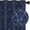 thumbnail image 1 of Cortinas opacas Deconovo con estampado de rombos plateados, aislantes térmicos, para habitación infantil, azul marino/plateado, 132 cm de ancho x 160 cm de largo, 1 of 8