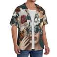thumbnail image 2 of KLL Floral Head Dreamscape Print Men's Shirt Short Sleeve Button Down Summer Cuba Beach Shirts- 3X-Large, 2 of 5