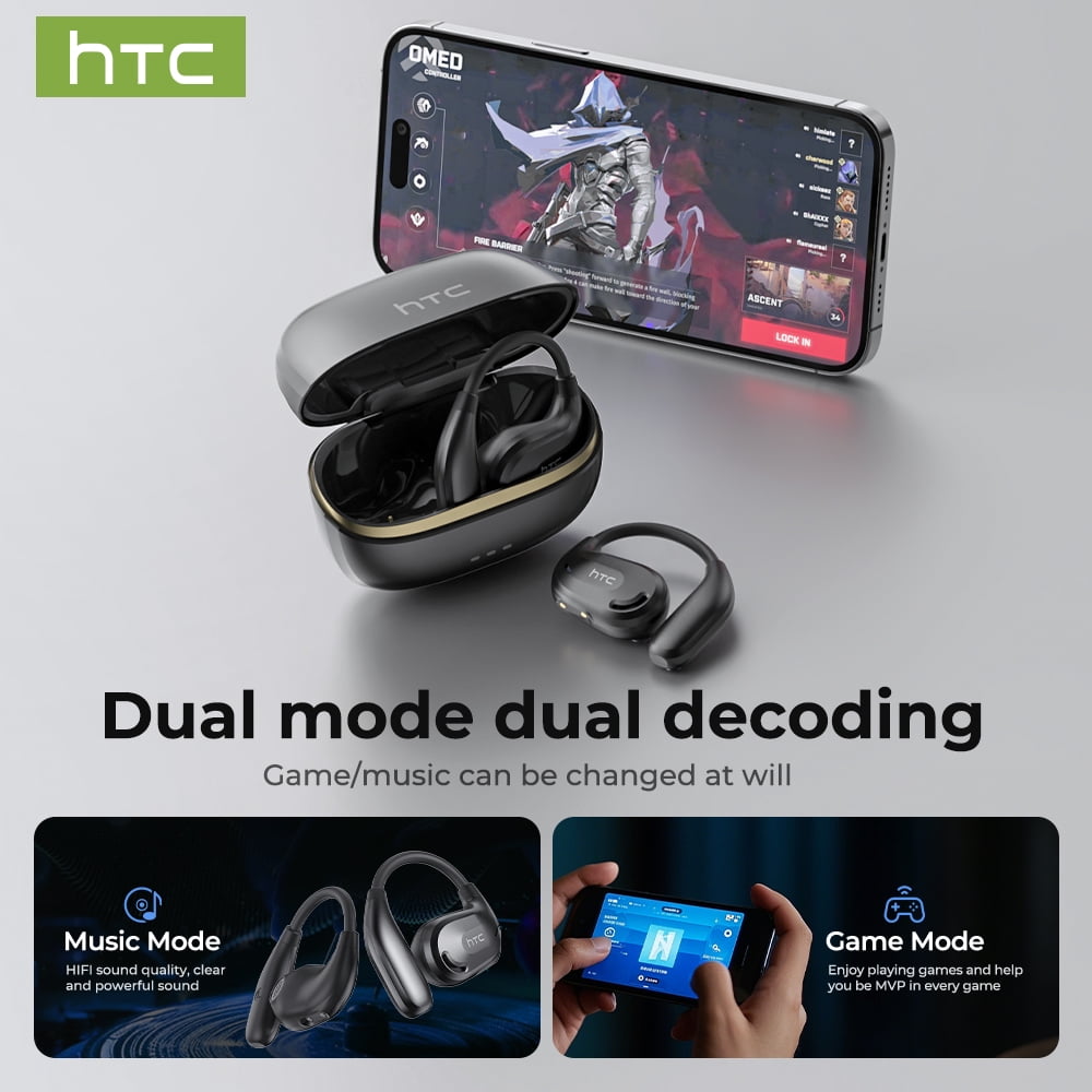 NE18 Bluetooth 6.0 Wireless Open-Ear Headphones, AI Translator, Noise-Cancelling Earbuds, 130+ Languages, 24H Playtime, Black