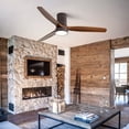 thumbnail image 4 of 52 Inch Flush Mount Ceiling Fan with Light and Remote Control,3 Blades,Dimmable Light,Reverse Airflow Gold with Black Blades(Light Kit Included) N/A, 4 of 5