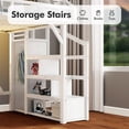 thumbnail image 5 of Aukfa Twin XL Metal Loft Bed with Storage Stairs, Shelves, Wardrobe, USB Ports & LED Lights, Heavy-Duty Bed Frame for Adults & Kids, White, 5 of 8