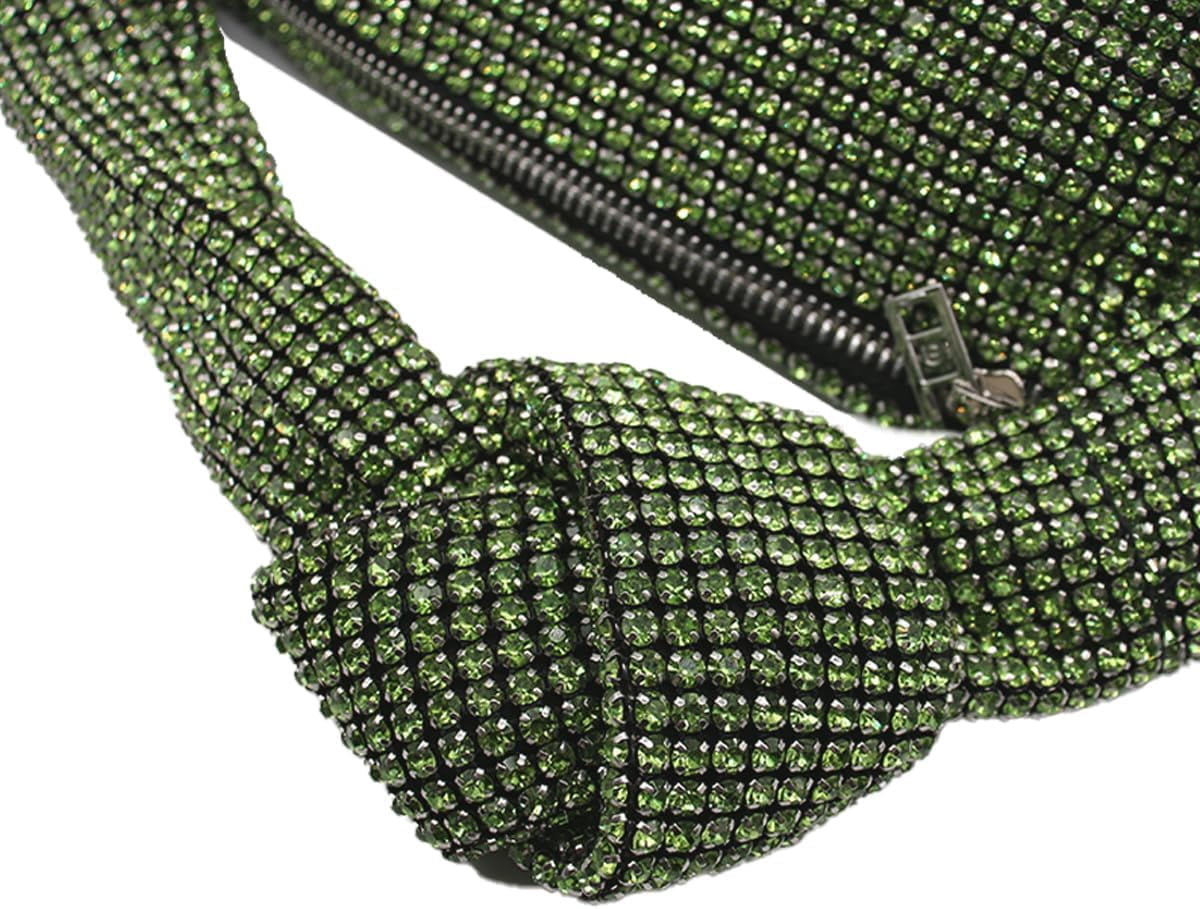 NANAHuang Bling Full Glitter Knotted Handbag for Women Crystal Rhinestone Hobo Dumpling Bag Diamond Evening Clutch Crossbody Bag