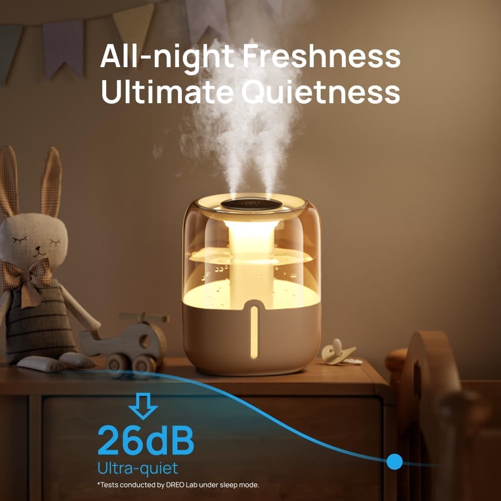6.8L Whisper-Quiet Night Light Humidifier, Digital Display & Custom Humidity Control for Bedroom Office Home