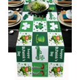 thumbnail image 1 of St.Patrick's Day Green White Check Plaid Cotton Linen Table Runners Lucky Shamrock Clover Trucks Spring Holiday Non-Slip Rectangle Burlap Tablecloths for Party Dining Kitchen Home Decor,13" x 70" Long, 1 of 7
