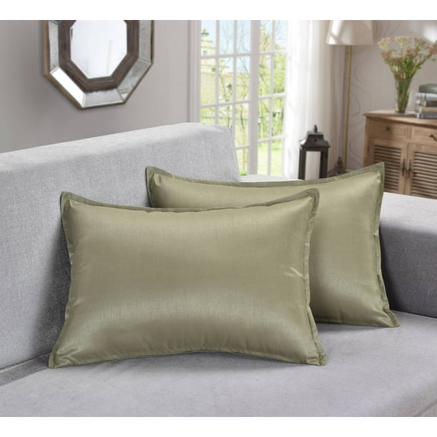 Aiking Home 2 Pieces of 12"x18" Solid Faux Silk Throw Pillow COVERs