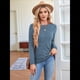 thumbnail image 5 of Camisas de Larga para Mujer, Cuello Redondo, Túnicas Casuales Azul XXL, 5 of 8