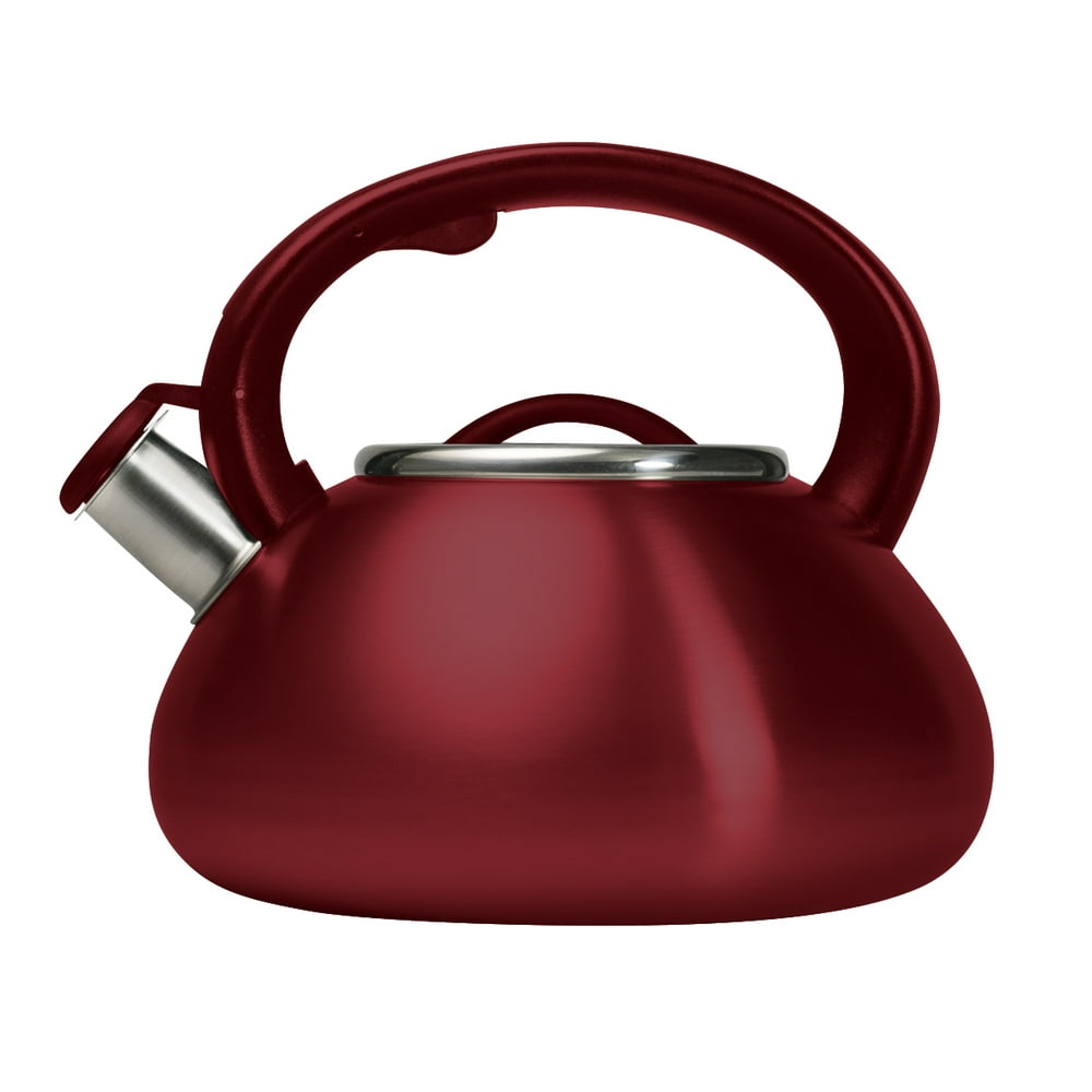 Primula Avalon Stainless Steel Whistling Kettle, 2.5 Quarts, Matte Red