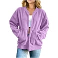 thumbnail image 2 of Ynynloco Women's Casual Jacket Corduroy Ribbed Quilted Zip Up Long Sleeve Jacket Fall Winter Outerwear Tops with Pockets, 2 of 8