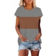 thumbnail image 2 of CHGBMOK Womens Color Block Short Sleeve Tops Casual Summer T-Shirt Crew Neck Tunic Tops Blouse, 2 of 8
