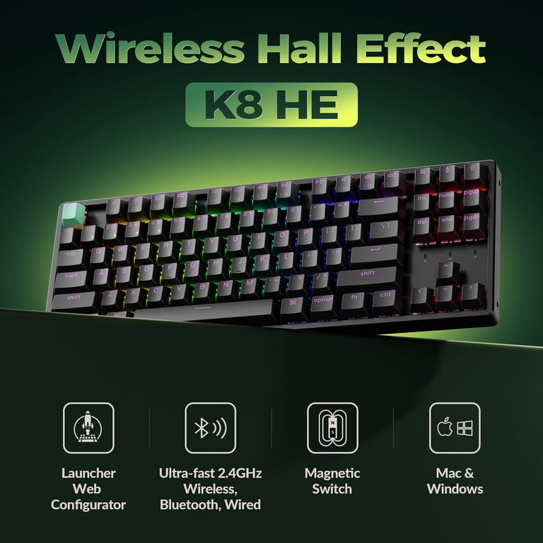 Keychron K8 HE TKL Wireless RGB Magnetic Switch Keyboard, Rapid