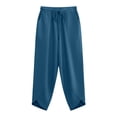 thumbnail image 4 of Delayuji Womens Linen Pants Casual Short Stacked V Slub Pants Trousers Spring Summer Outfits, 4 of 6