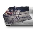 thumbnail image 3 of Galaxy Soft Flannel Fleece Throw Blanket, American Cosmonaut with USA Flag on Moon Digital Pilot Space Discovery Photo, Cozy Plush for Indoor and Outdoor Use, 50" x 70", Grey Dark Blue, by Ambesonne, 3 of 6
