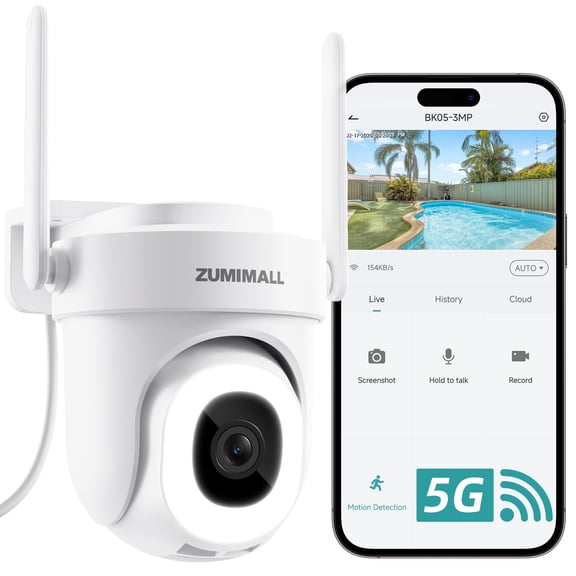 ZUMIMALL Security Camera for Home Surveillance, 2K Wired Outdoor, 5Ghz WiFi