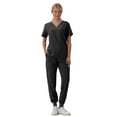thumbnail image 5 of Scrubs for Women Set Nurse Uniform Scrubs 4 Way Stretch V-Neck Scrub Top & Jogger Pant with 6 Pockets Scrub Set,Black XL, 5 of 5