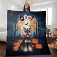 thumbnail image 2 of Happy Halloween Vampire Schnauzer BOO with Pumpkins Fun and Spooky Quilt Blanket Miniature Schnauzer Dog Lover Cozy Comforter Throw Blanket - 00018, 2 of 5