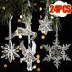 thumbnail image 2 of 24/2 piezas de copos de nieve transparentes para árbol de Navidad, adornos de carámbanos para fiestas navideñas de invierno, adornos colgantes transparentes, 2 of 5