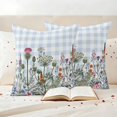 thumbnail image 3 of Spring Floral Outdoor Waterproof Pillow Covers, Blue Plaid Botanical Flowers Butterfly Decorative Square Throw Pillowcase Sofa Cushion Sham for Patio/Couch/Chair, 18"x18" 2 Pack, 3 of 8