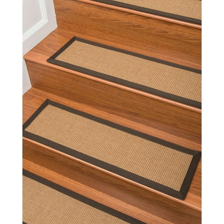 Natural Area Rugs 100% Natural Fiber Megan, Sisal Dark Tan, Handmade Stair Treads Carpet Set of 13 (9