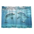 thumbnail image 2 of Ryvnso Dolphins Swim Half Curtains Sets Tier 2 Panels Short Curtain Rod Pocket 27"W x 36"L, 2 of 7