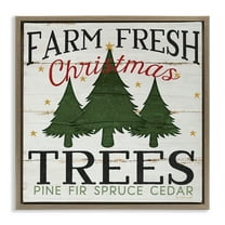 Stupell Industries Farm Fresh Christmas Trees Holiday Painting Brown Floater Framed Canvas Art Print Wall Art, 18 x 18