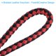 thumbnail image 4 of Llavero de cuero trenzado con funda de anillo de acero inoxidable, cordón de muñeca tejido de PU, rojo negro, 4 of 5
