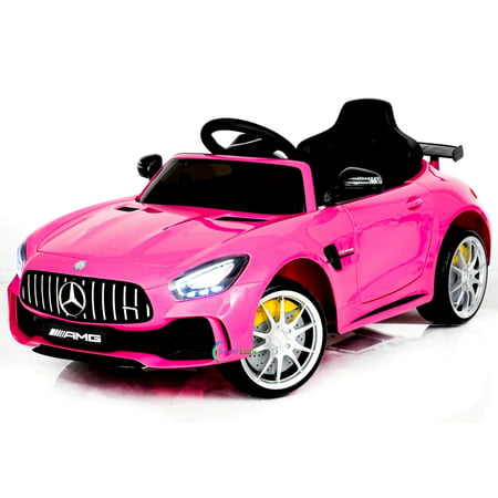Electric power 12V Mercedes GTR ride on car for Kids for girls with Remote Control Opening doors LED lights MP3 - Pink