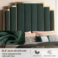 thumbnail image 5 of VanAcc Queen Size Bed Frame and 61" Headboard, Upholstered Bed with Golden Plating Trim, Green, 5 of 8