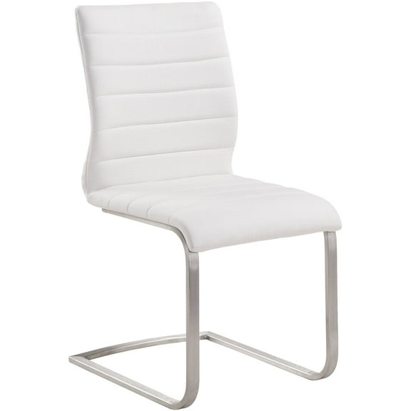 ARMEN LIVING Fusion Contemporary Side Chair, White and Stainless Steel, Set of 2