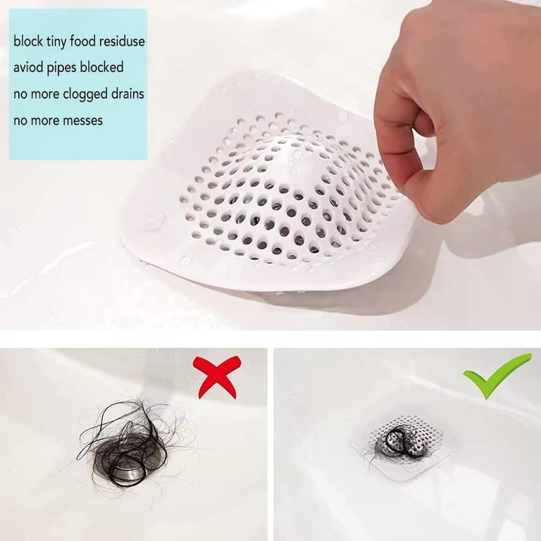 Drain Hair Catcher, Square Drain Cover for Shower, Easy to Install and  Clean, Silicone Hair Stopper with 4 Suction Cups Suit for Bathroom,  Bathtub